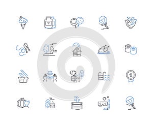 Strength line icons collection. Power, Might, Resilience, Tenacity, Endurance, Vigor, Fortitude vector and linear
