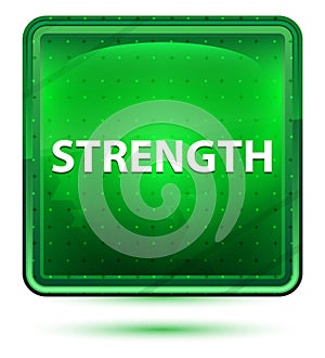 Strength Neon Light Green Square Button