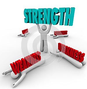 Strength Vs Weakness Person Lifting Word Strong