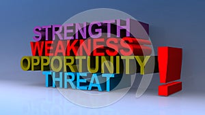 Strength weakness opportunity threat on blue