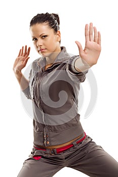 Strength woman boxer exercise isolated