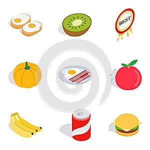 Strengthen health icons set, isometric style