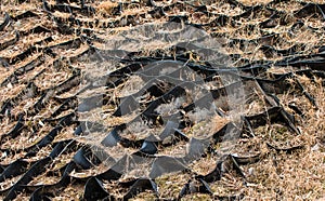 Strengthening of an earth slope. Alignment, strengthening of a landscape with the punched rubber