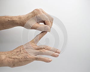 Strengthening exercise for finger health of Asian elder patient with muscle spasm