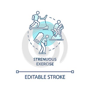 Strenuous exercise blue concept icon