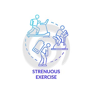 Strenuous exercise blue gradient concept icon