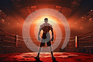 Strenuous Man boxing ring lights. Generate Ai