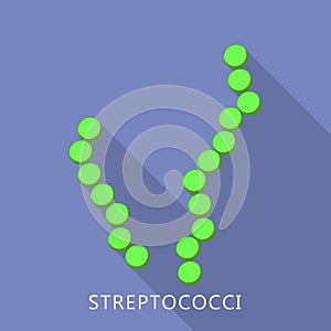 Streptococci icon, flat style