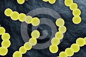 Streptococcus bacterium microscopic view 3D illustration