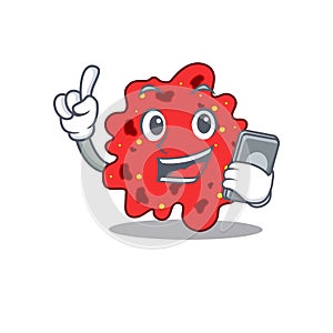 Streptococcus pneumoniae cartoon character speaking on phone