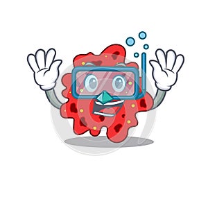 Streptococcus pneumoniae mascot design concept wearing diving glasses