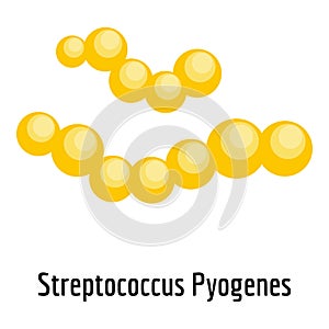 Streptococcus pyogenes icon, cartoon style.