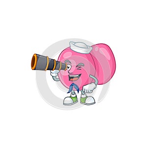 Streptococcus pyogenes in Sailor cartoon character style using a binocular