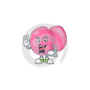 A streptococcus pyogenes waiter cartoon character ready to serve