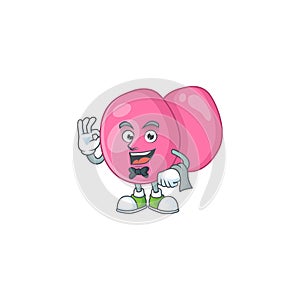 A streptococcus pyogenes waiter cartoon character ready to serve photo