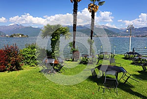 STRESA, ITALY - 11MAY, 2018 - summer scene Stresa, famous resort on the western shore of Maggiore Lake