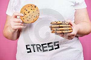 Stress, bulimia, overeating, sugar addiction photo