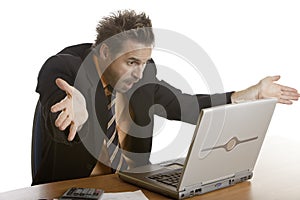 Stress of businessman because of computer crash