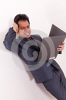 Stress Businessman With Folio photo