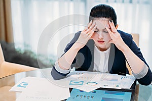 Stress headache fatigue business career woman