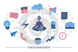 Stress management. Break during office work. Idea