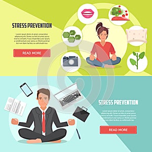 Stress prevention vector banners