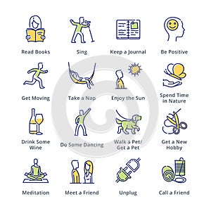 Stress Relievers Icons - Outline Series