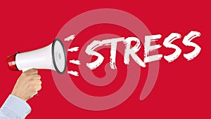 Stress stressed business concept burnout at work relaxed megaphone