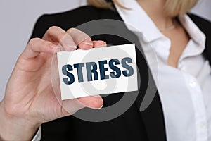 Stress stressed business woman burnout at work concept