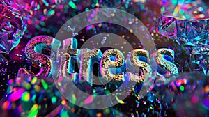 Stress Text in Psychedelic Liquid Metallic Texture