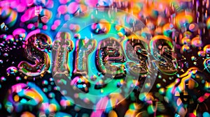 Stress Text in Psychedelic Liquid Metallic Texture