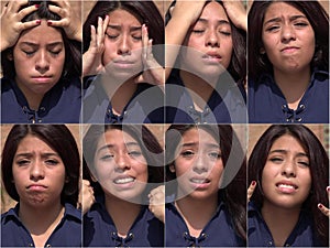 Stress Worry And Unhappy Female Teen Collage