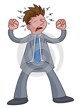 Stressed or Angry Frustrated Business Man Cartoon