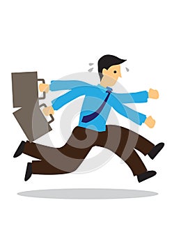 Stressed anxious businessman in a hurry running. Concept of urgency or deadline