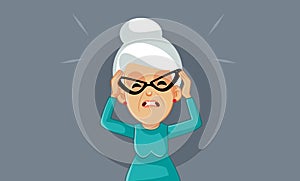 Stressed Exasperated Grandmother Vector Cartoon Illustration