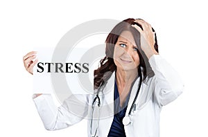 Stressed female health care professional doctor