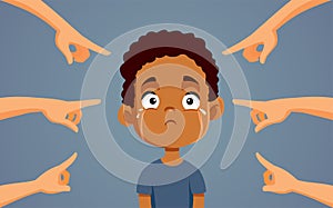 Stressed Little Boy Feeling Upset and Discriminated Vector Cartoon