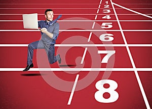 Stressed man on track