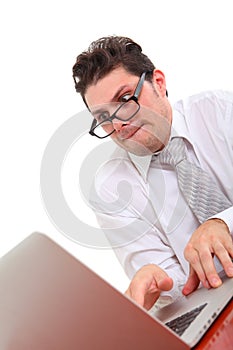 Stressed out man with computer