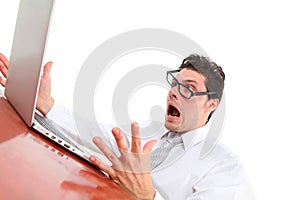 Stressed out man with computer