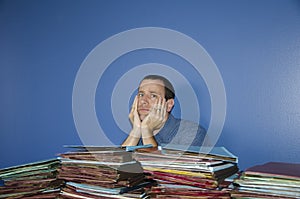 Stressed out man at work.