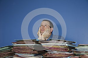 Stressed out man at work.