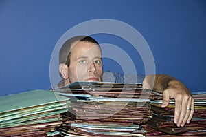 Stressed out man at work.