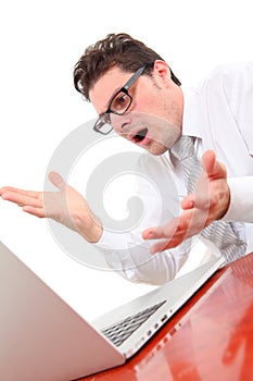 stressed out young man with computer
