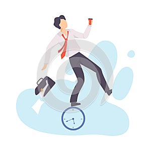 Stressed Overworked Businessman, Organization and Control of Working Time, Deadline and Time Management Business Concept