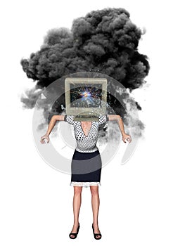 Stressed Overworked Employee Exploded Illustration photo