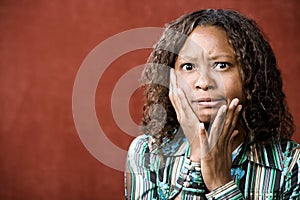 Stressed Pretty African-American Woman