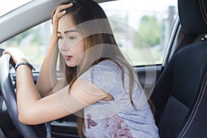 Stressed woman driver