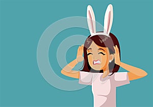 Stressed Woman Planning Easter Celebration Vector Cartoon Illustration