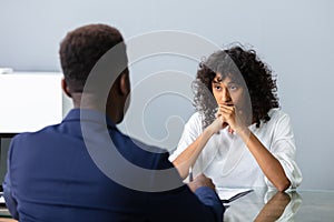 Stressed Young Business Woman Failing Interview